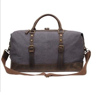 NWT! Large Leather Canvas Travel Weekend Tote Bag